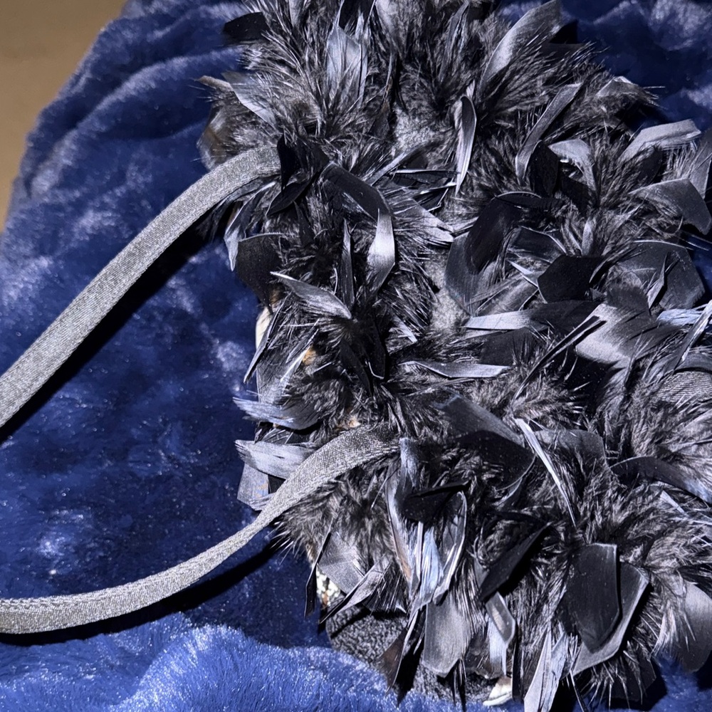 Elegant Patchwork Feathered Handbag - image 2